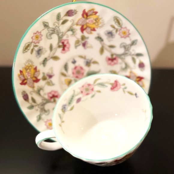 Haddon Hall B1451 Green Trim by Minton - Demitasse Saucers and a Flat Cup - Picture 5 of 13